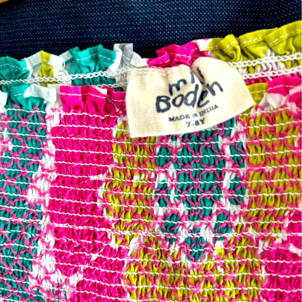 Mini Boden Girls Floral Cotton Sundress with Pink and Green Accents 7-8 yrs - Picture 5 of 5